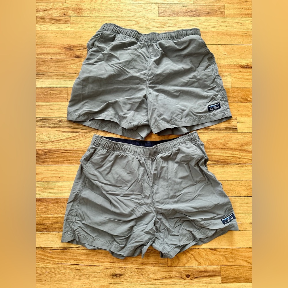2 LL Bean Baggies Shorts 5 inch inseam, Patagonia styled nylon shorts